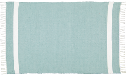 Cotton Dhurrie Tabby in Duck Egg with White Band