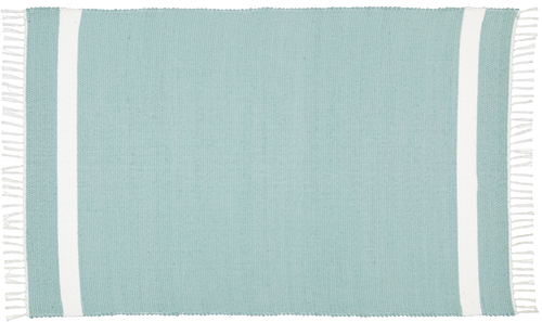 Cotton Dhurrie Tabby in Duck Egg with White Band