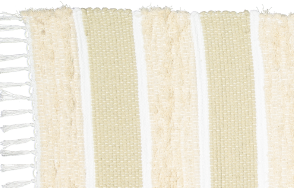 Dhurrie and Fluffy Bands Taupe and Natural Rug