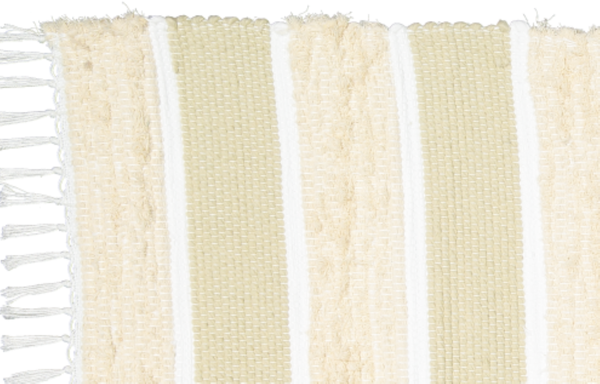Dhurrie and Fluffy Bands Taupe and Natural Rug