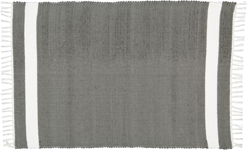 Cotton Dhurrie Tabby in Charcoal with White Band