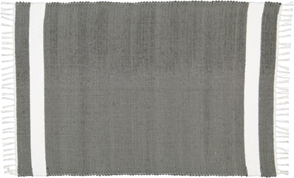 Cotton Dhurrie Tabby in Charcoal with White Band