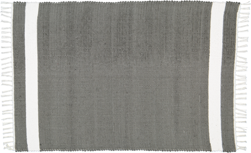 Cotton Dhurrie Tabby in Charcoal with White Band