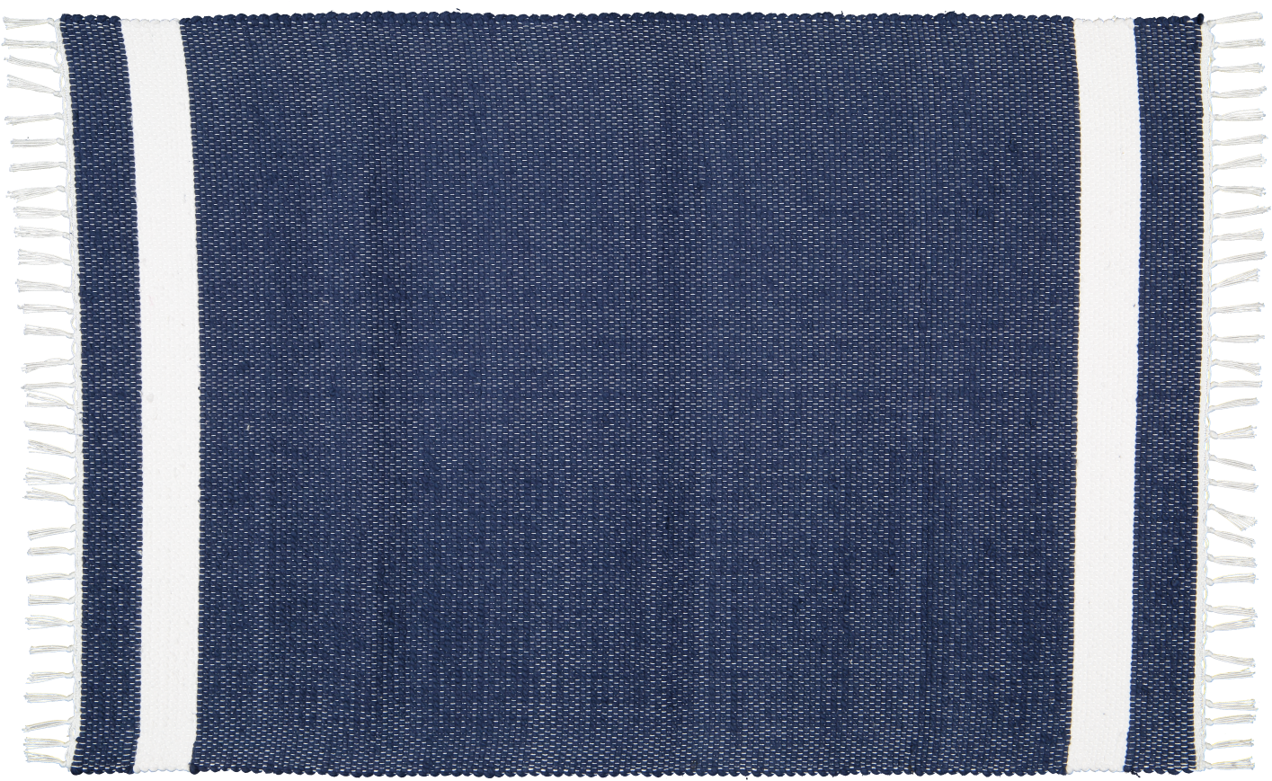 Cotton Dhurrie Tabby in Navy with White Band