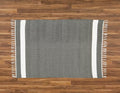 Cotton Dhurrie Tabby in Charcoal with White Band