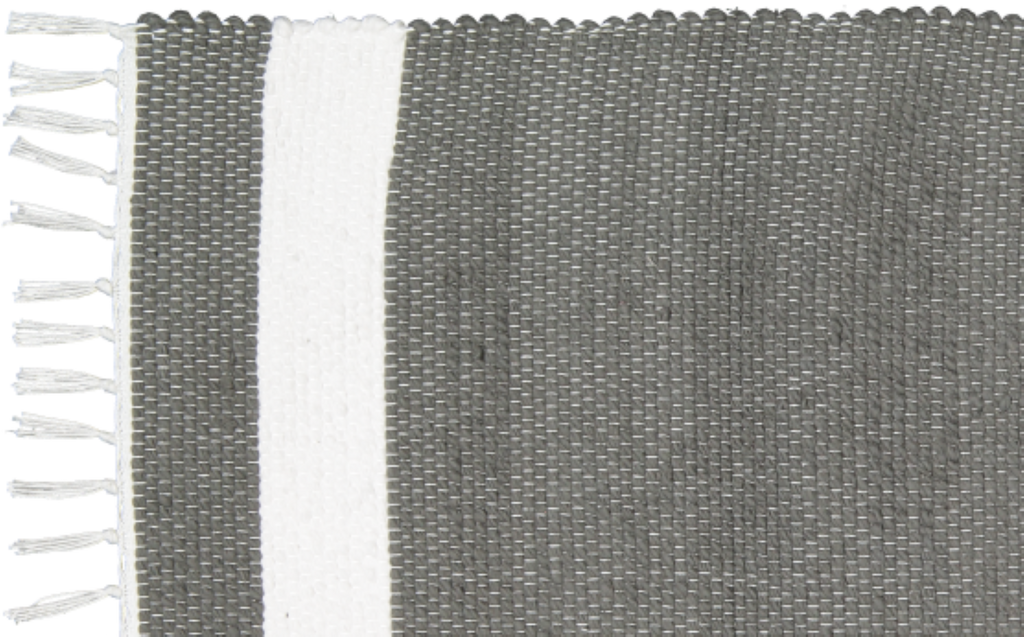 Cotton Dhurrie Tabby in Charcoal with White Band