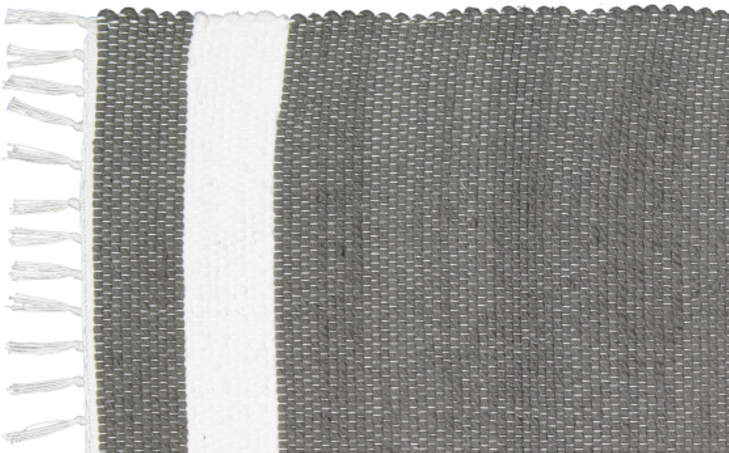 Cotton Dhurrie Tabby in Charcoal with White Band