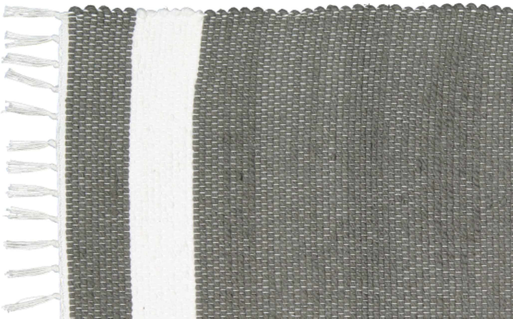 Cotton Dhurrie Tabby in Charcoal with White Band