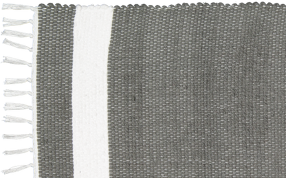 Cotton Dhurrie Tabby in Charcoal with White Band