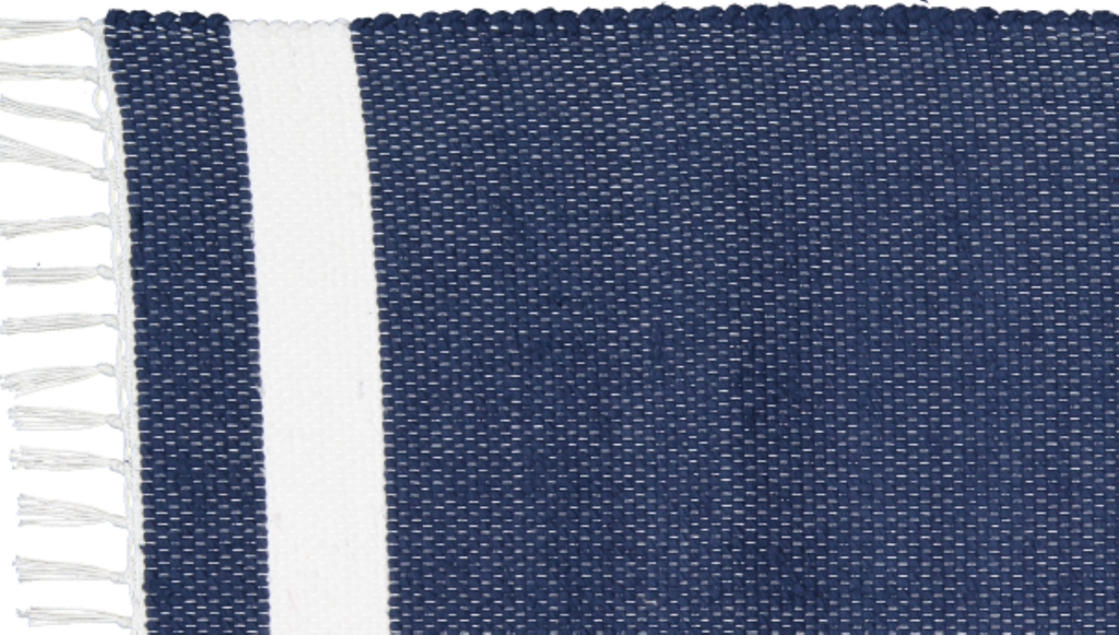 Cotton Dhurrie Tabby in Navy with White Band