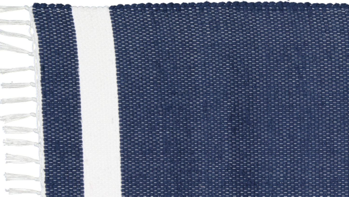 Cotton Dhurrie Tabby in Navy with White Band