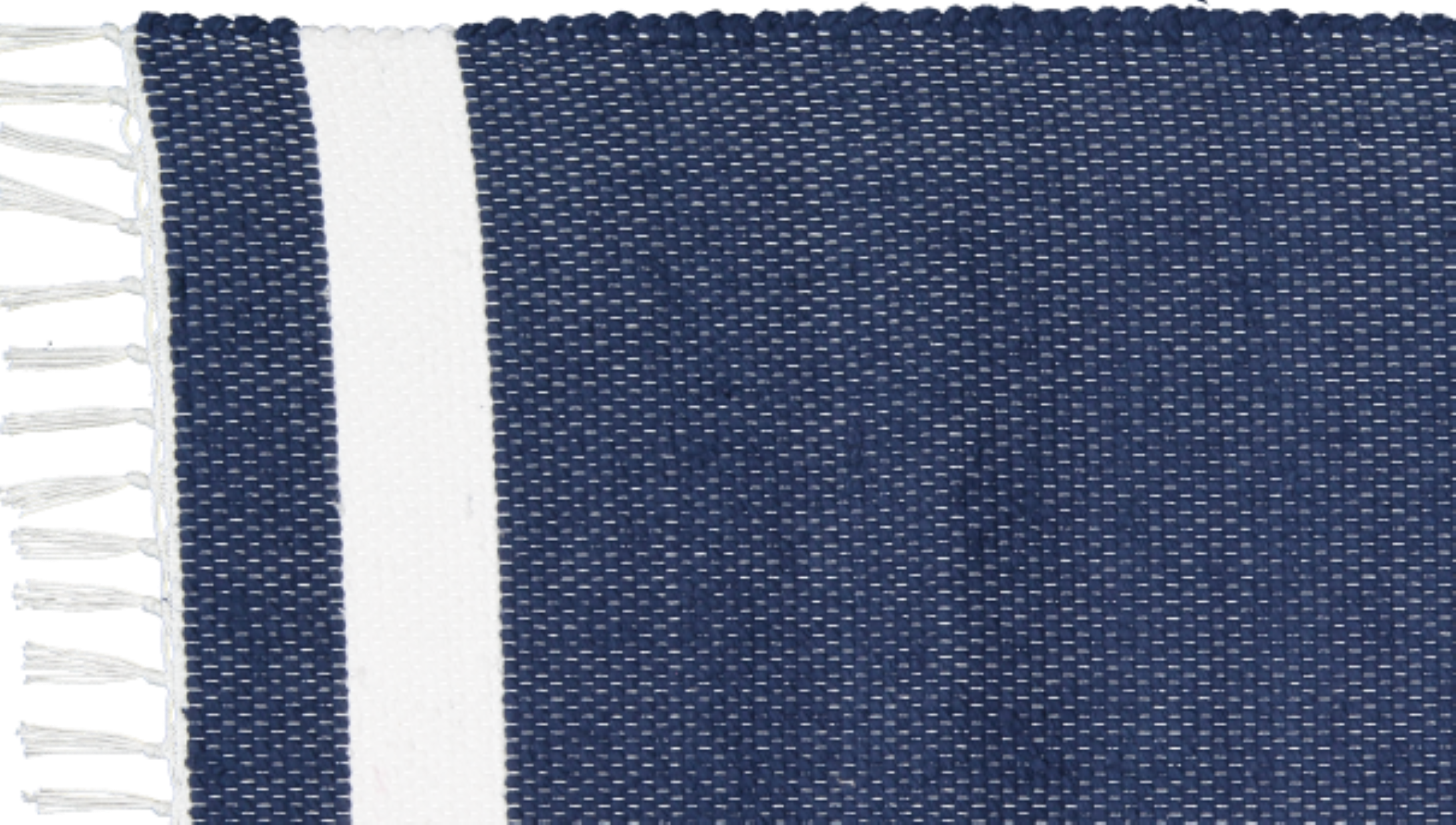Cotton Dhurrie Tabby in Navy with White Band
