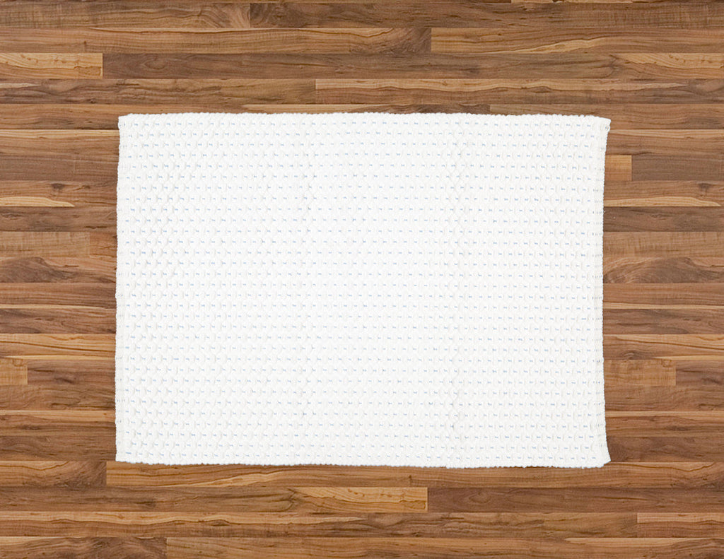 Fancy Twill White Rug with a Blue Pinstripe
