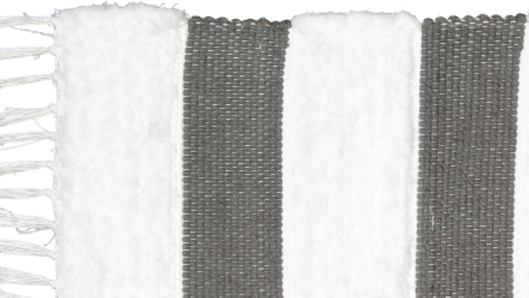 Dhurrie and Fluffy Bands Charcoal and White Rug