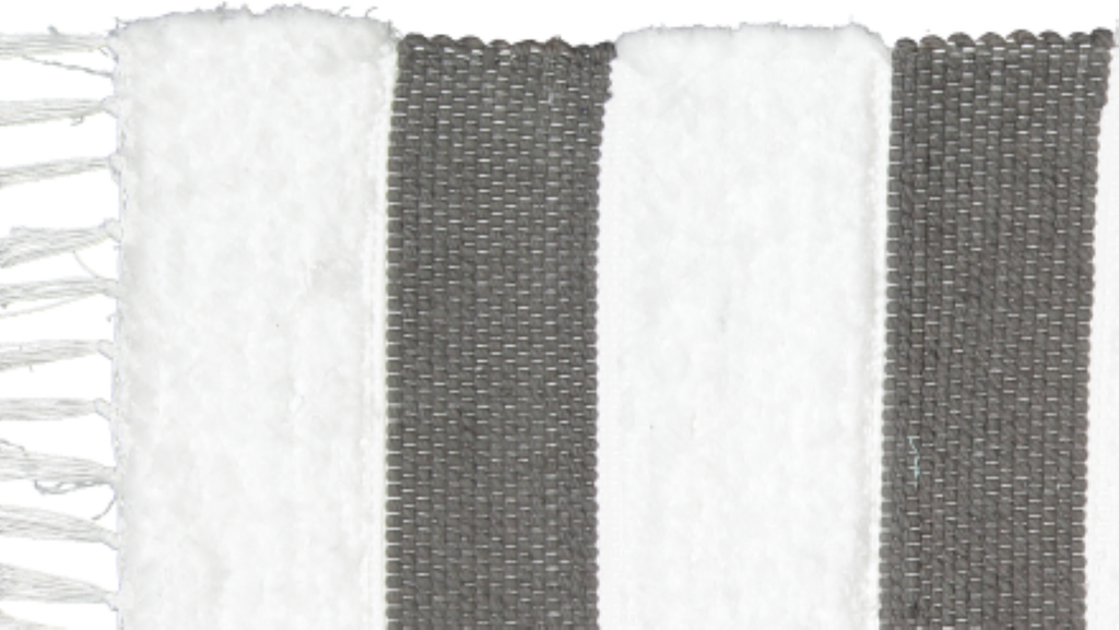 Toilet Pedestal Dhurrie and Fluffy Bands Charcoal and White