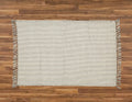 Dhurrie Dobby Weave Natural with Charcoal Pinstripe