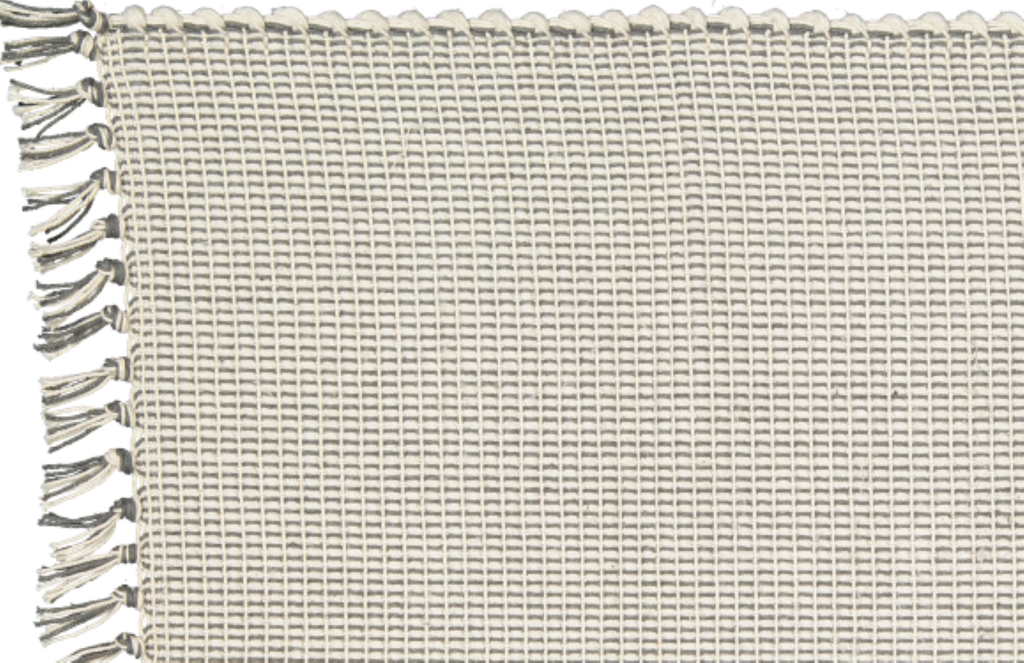 Dhurrie Dobby Weave Natural with Charcoal Pinstripe