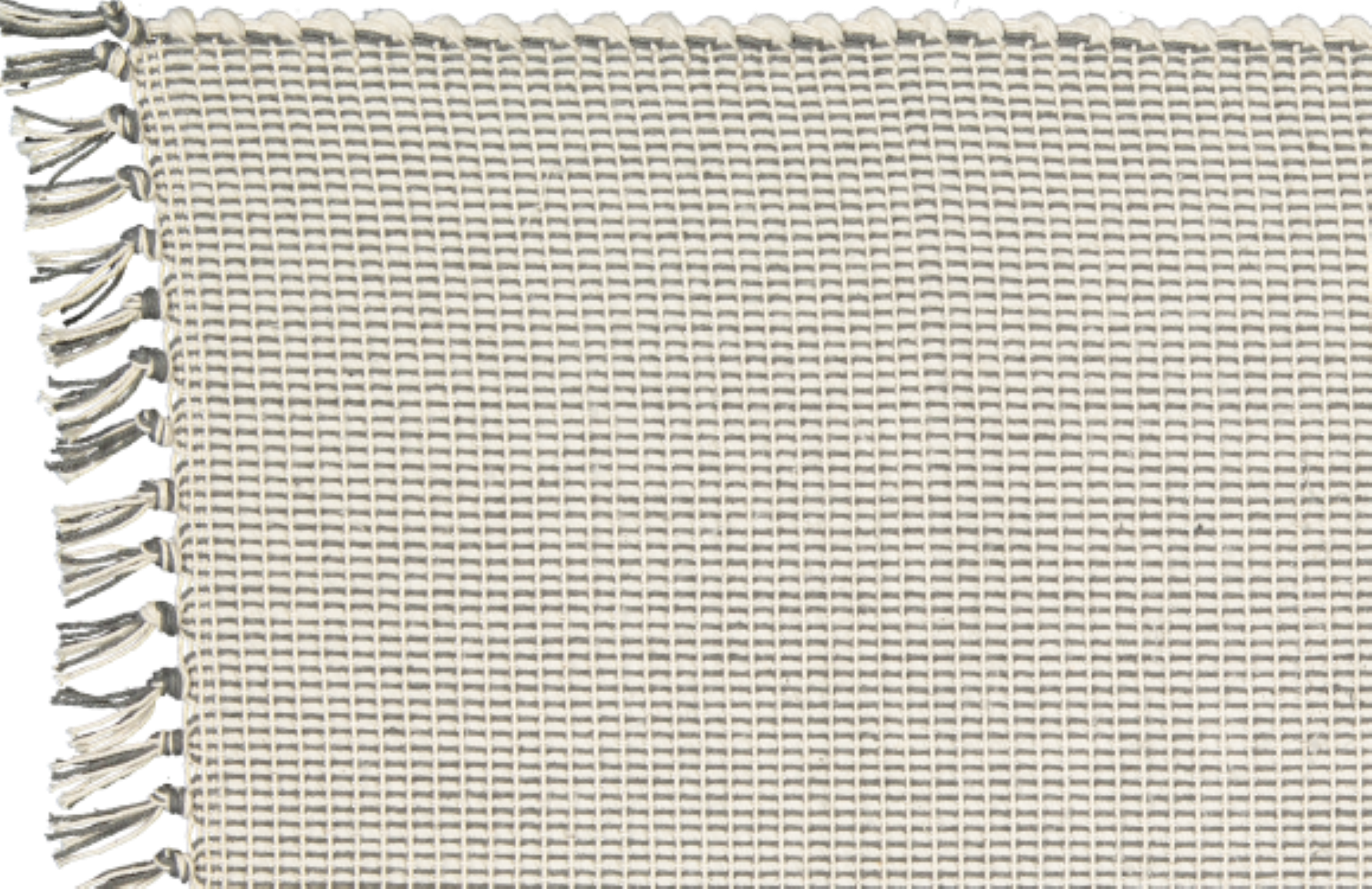 Dhurrie Dobby Weave Natural with Charcoal Pinstripe