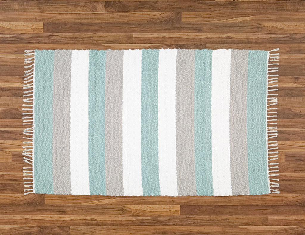 Dhurrie Twill Namib Duck Egg, Grey and White