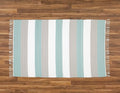 Dhurrie Twill Namib Duck Egg, Grey and White