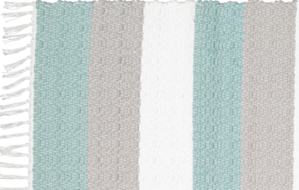 Dhurrie Twill Namib Duck Egg, Grey and White