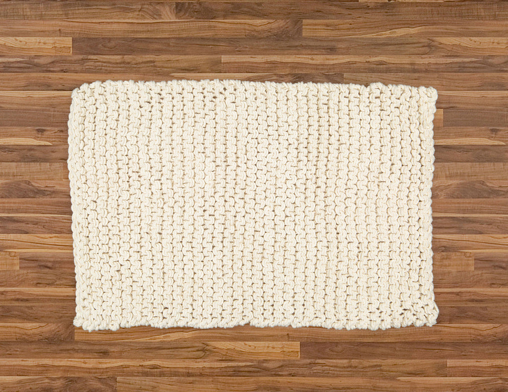 Chunky Knit Bathmat Dhurrie, Natural.