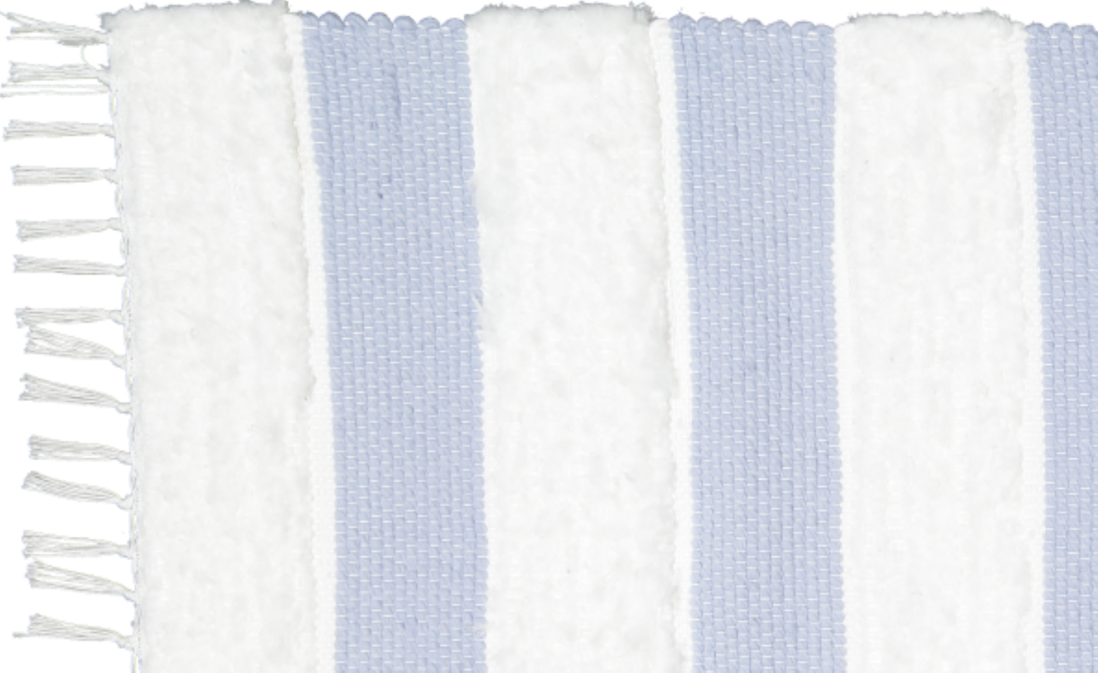 Dhurrie and Fluffy Bands Blue and White Rug