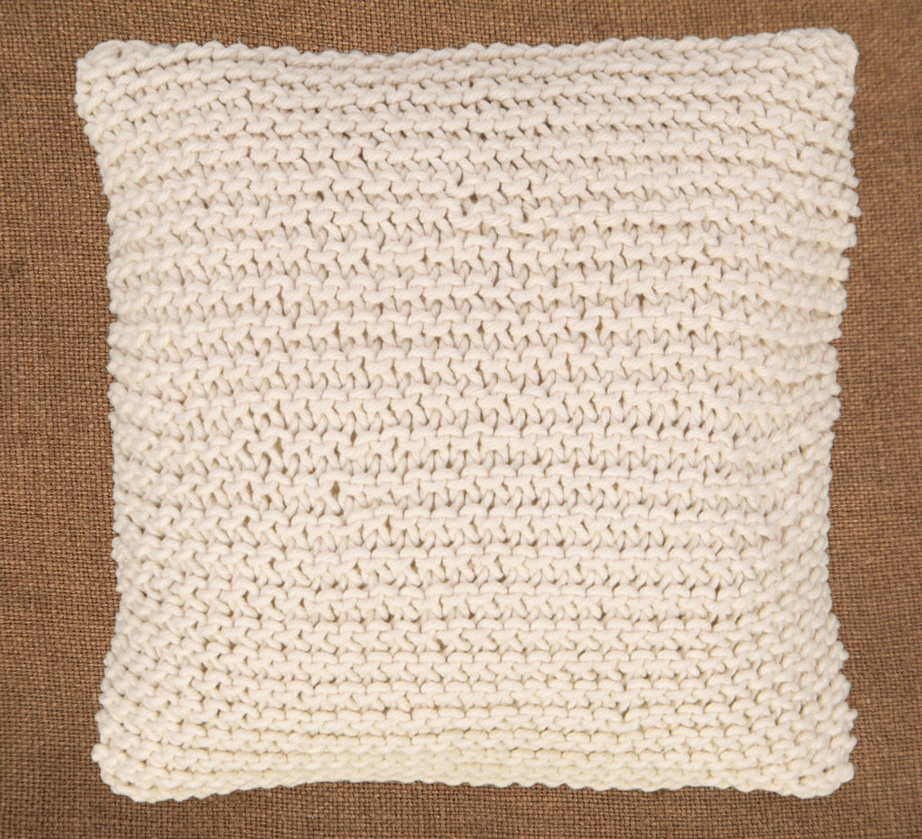 Hand knitted scatter cushion cover  60 x 60cm - Natural knitted cover