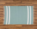 Cotton Dhurrie Duck Egg with 2 White Stripes