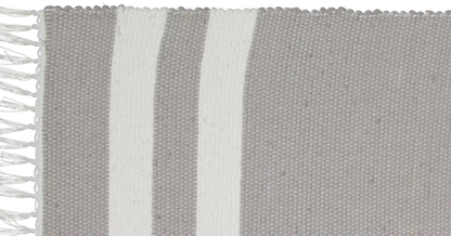 Cotton Dhurrie Grey with 2 White Stripes
