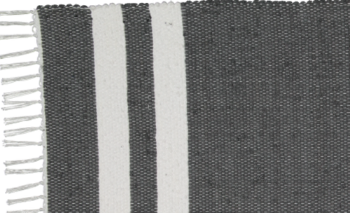 Cotton Dhurrie Charcoal with 2 White Stripes