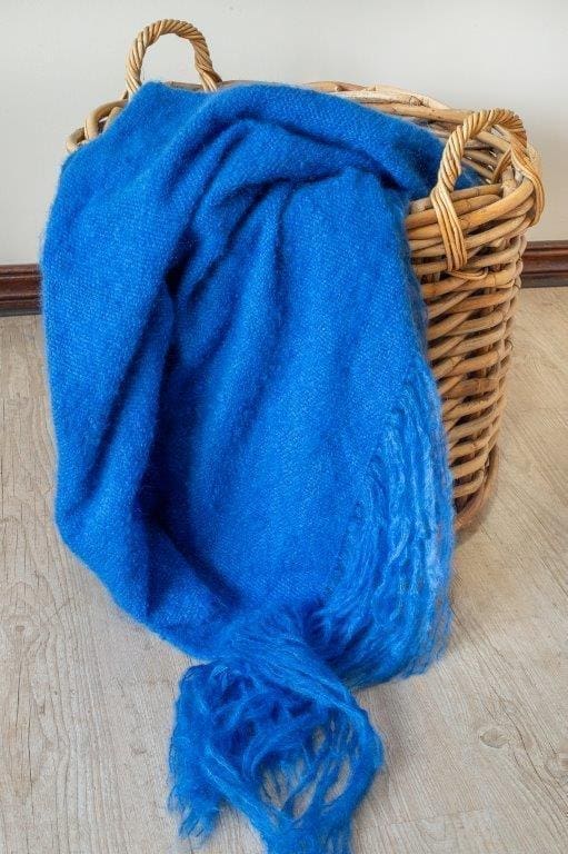 Sky blue handwoven Mohair Throw
