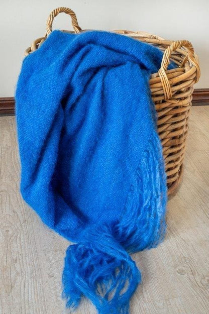 Sky blue handwoven Mohair Throw
