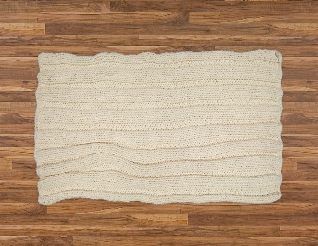 Hand Knitted Cotton Throw - Natural