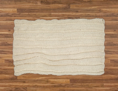 Hand Knitted Cotton Throw - Natural