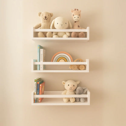 White Baby Nursery Wood Display Shelf