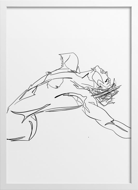 Illustration line drawing masculine male body figure | N04