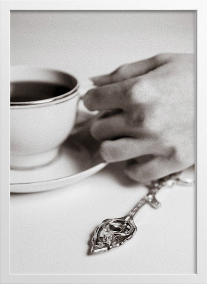 Woman Holding a Cup of Coffee Poster