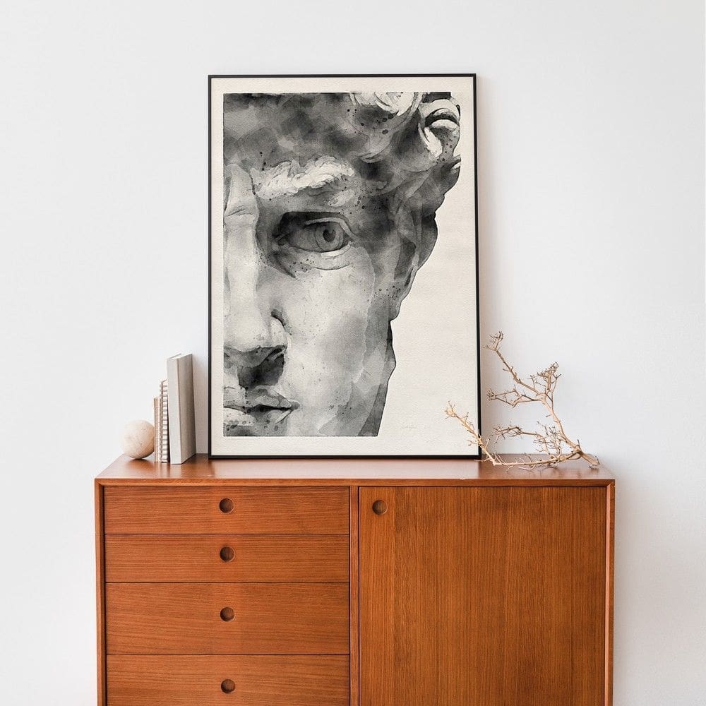 Watercolor David figure statue head Poster Series