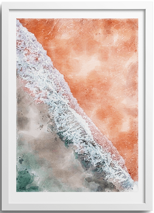 Watercolor natural sea and sand poster Series