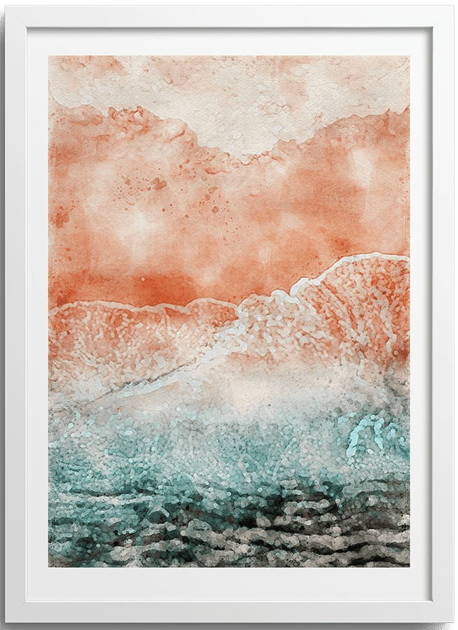 Watercolor natural sea and sand poster Series