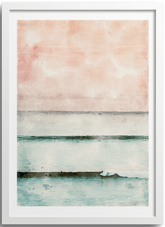 Watercolor natural sea and sand poster Series