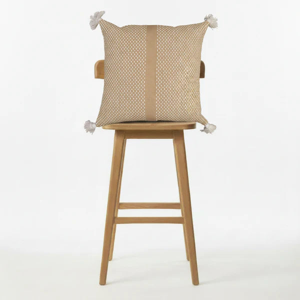 Hand woven scatter cushion cover  60 x 60cm - White Zen pattern on Stone