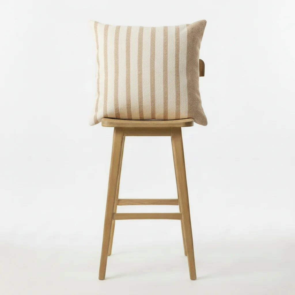 Hand woven scatter cushion cover  60 x 60cm - Radius stripe Stone and natural