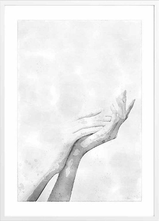 Watercolor Elegant woman hand form poster |  N01