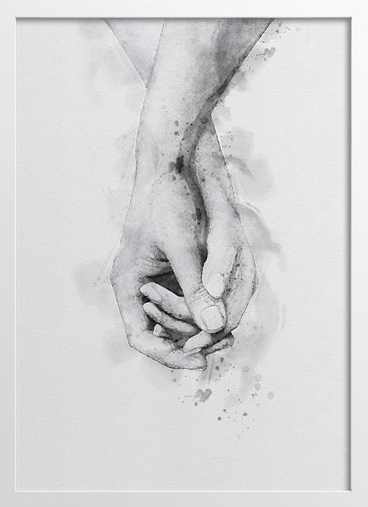 Watercolor painting of two hands together poster |  Series N03