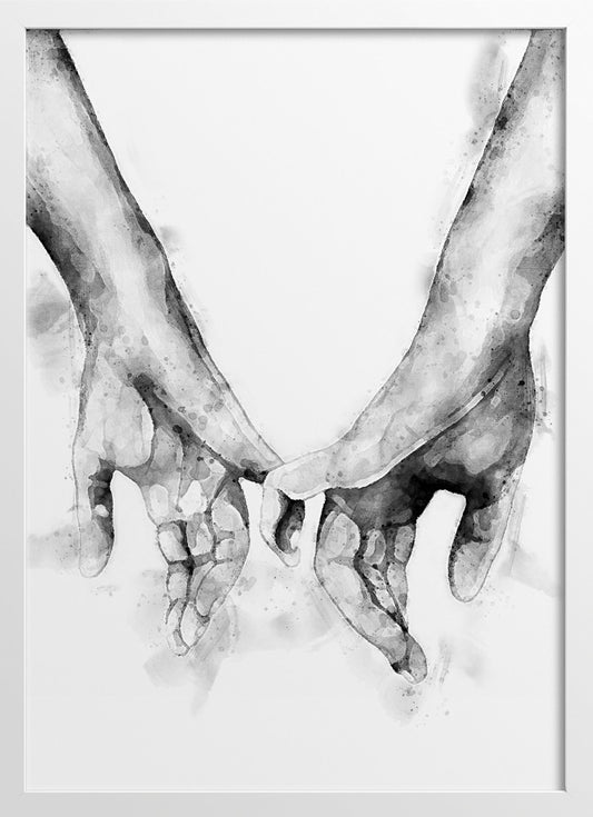 Watercolor painting of two hands together poster |  Series N02
