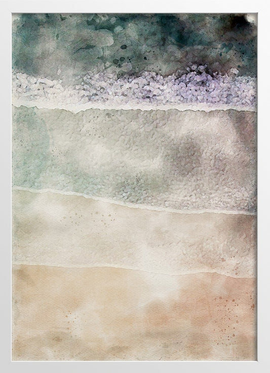 Watercolor Natured styled soft nude colored sandy beach poster |  N06