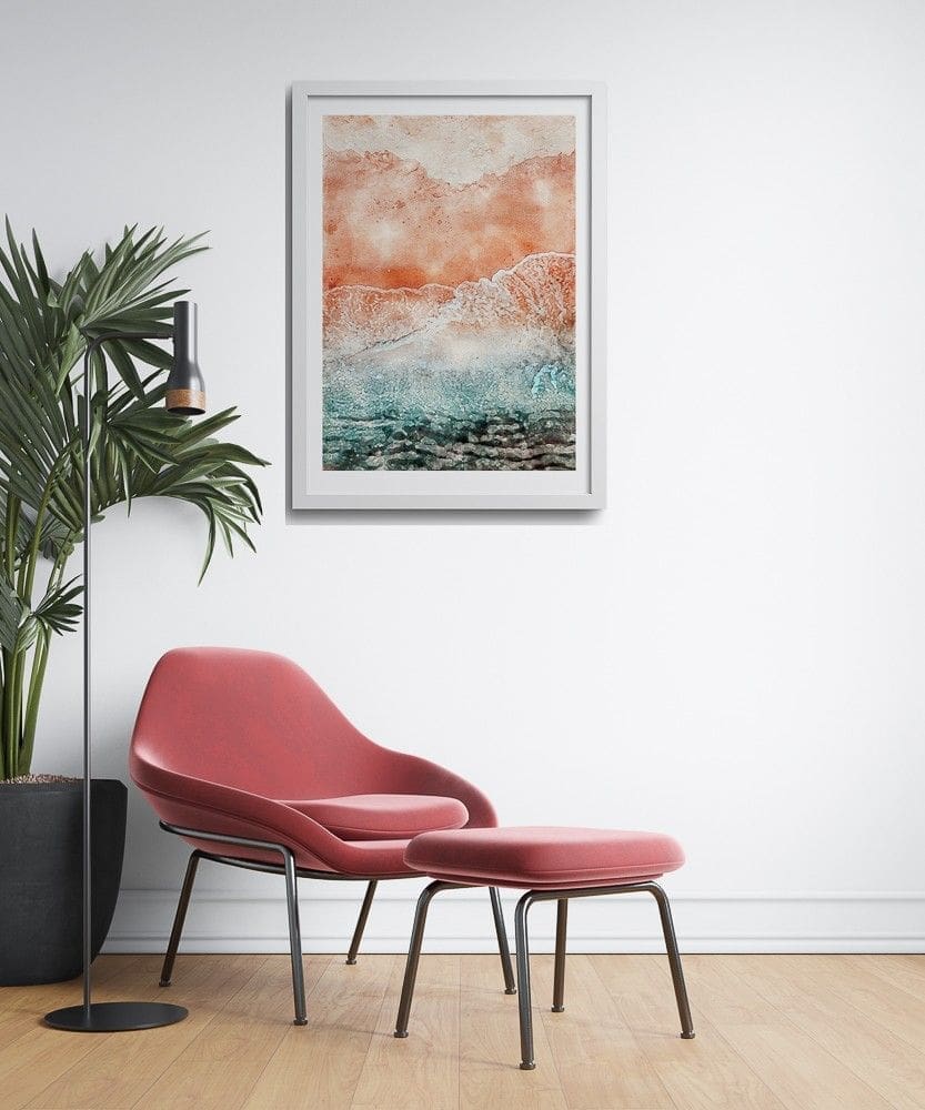 Watercolor natural sea and sand poster Series