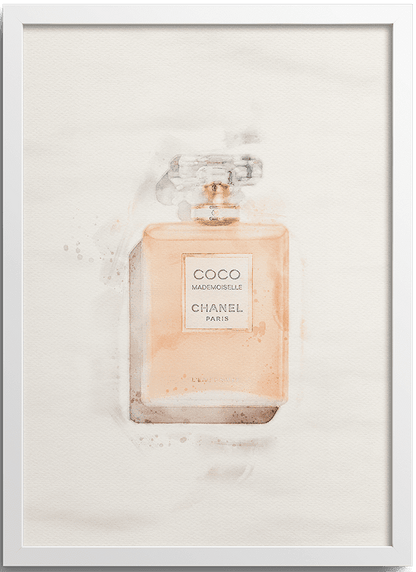 Watercolor Coco perfume bottle poster | N01